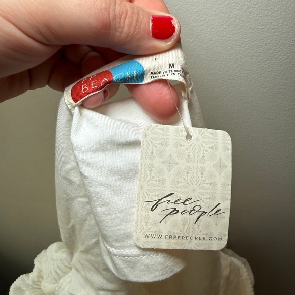 Free People Beach Bubbly Puff Sleeve Mini Dress White Size Medium - Picture 3 of 6